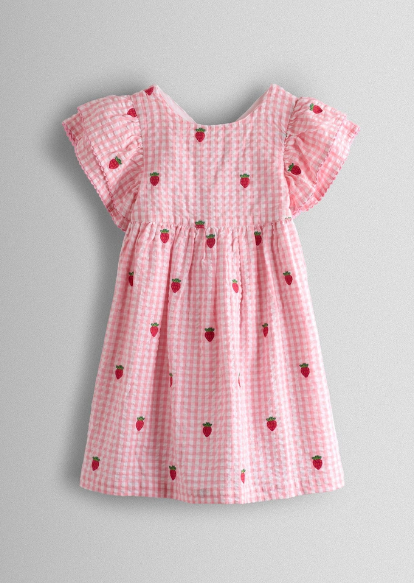 Pink Gingham Strawberry Dress Age 2-3 Years